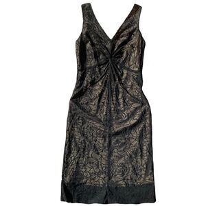 Vintage Black and Nude Long Lace Dress